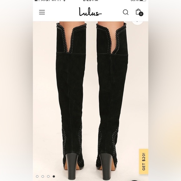 NWOB Report Liola Black Suede Leather Woven Boho Over the Knee Heel Boots - Picture 3 of 16